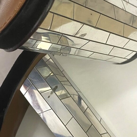 Lola Cruz Black Criss Cross Slip On Heeled Sandals Mirrored Heels Mosaic Size 39 - Picture 8 of 11